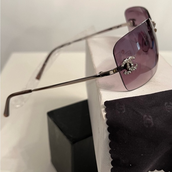 MINT CHANEL 4017 D Crystal Rimless Coco CC Logo Pink Plum SUNGLASSES CASE BOX - Picture 6 of 16